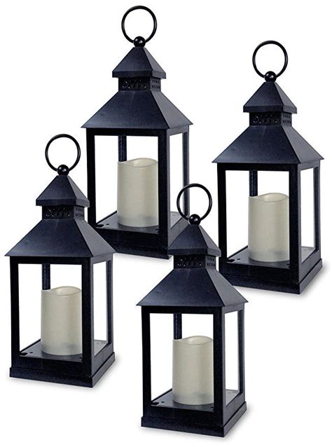 Banberry Designs Decorative Lantern Set Of 4 4 Hour Timer Remote Control 9 38 H Black