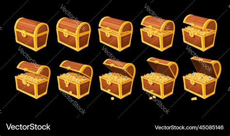 Cartoon Treasure Chest Box Animation Pirate Loot Vector Image