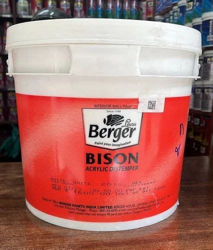 Berger Bison Acrylic Distemper 20 Litre At 1180 Bucket In Kolkata