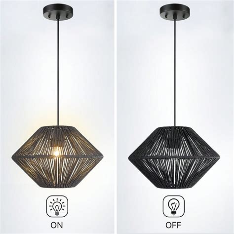 Rustique suspension Noir Tissés À La Main Pendentif Éclairage Lustre