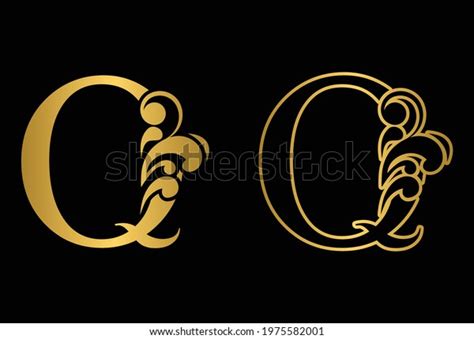 Gold Letter Q Vintage Golden Flower Stock Vector Royalty Free