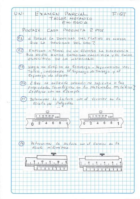 Examen Parcial Taller Mec Nico Study Ingenieros Udocz