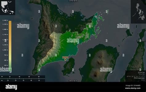 Iloilo Province Of Philippines Colored Shader Data With Lakes And