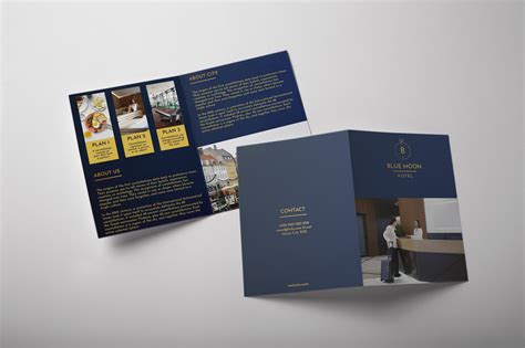 Edit this Gradient Professional Blue Moon Hotel Bifold Brochure design for free