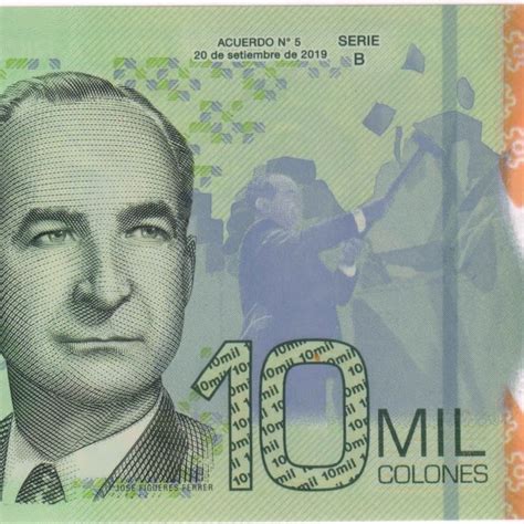 Costa Rica Colones Mils Unc Polymer Currency Note