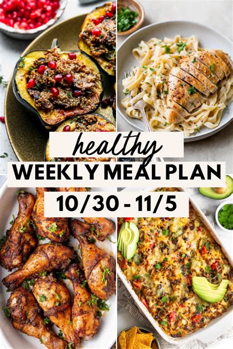 Healthy Weekly Meal Plan October November Lowcalicious