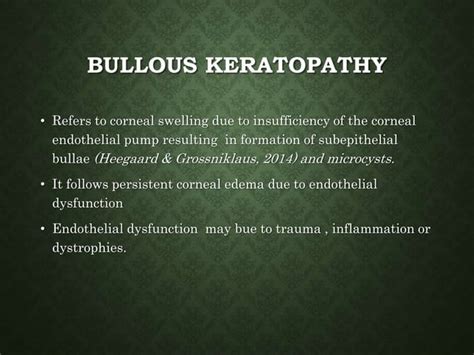 Bullous keratopathy | PPT