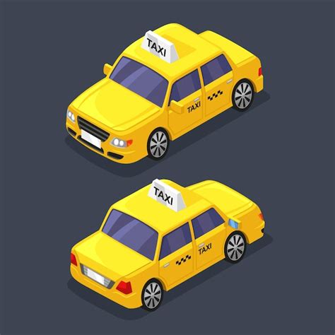 Premium Vector Set Of Isometric Taxi Common Taxi