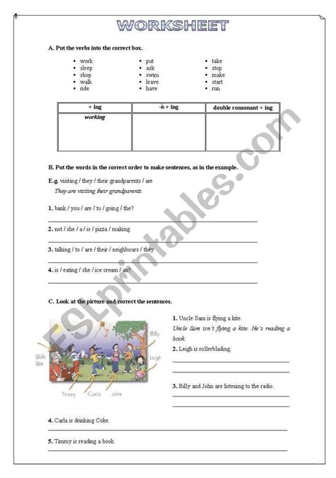 Present Continuous Esl Worksheet By Sanoliveira