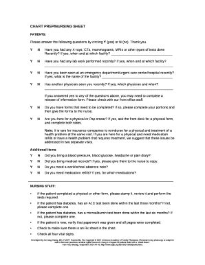 CHART PREP NURSING SHEET Doc Template PdfFiller