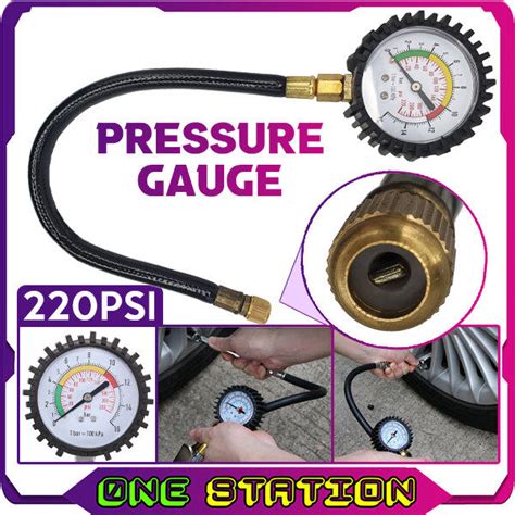 220 Psi 16 Bar Pressure Gauge Inflator Pressure Gauge With Flexible