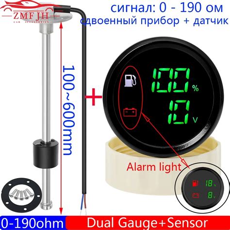 2 In 1 Dual Gauge With Alarm Digital 0 190 Ohm 52mm Fuel Level Gauge Voltmeter