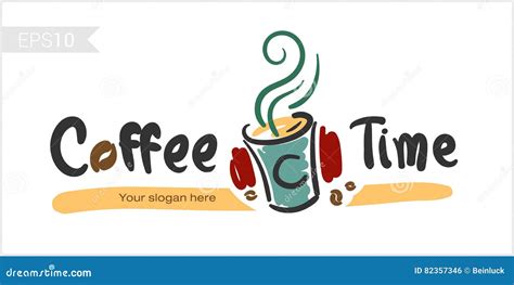 Coffee Time Happy Hour Illustration For Badge Label Identity Stock