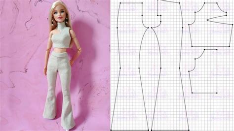 Crop Top Asimetrico Y Pantalon Flared Para Barbie Patrones En La