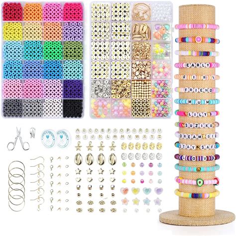 Pcs Colors Clay Beads Bracelet Making Kit Round Flat Beads