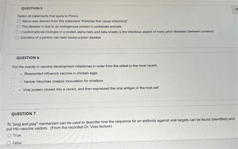 Solved Seleot All Statements That Apply To Prions Name Was Chegg