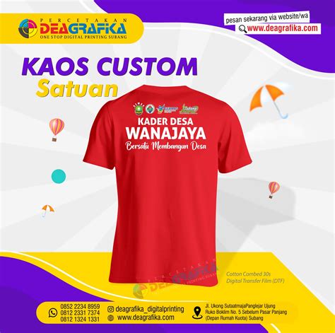 Cetak Kaos Satuan Custom Sablon Dtf Dea Grafika