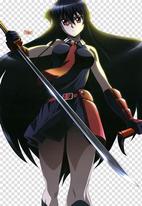 Akame Akame Ga Kill Hd Render Woman In Black And Red Dress Holding