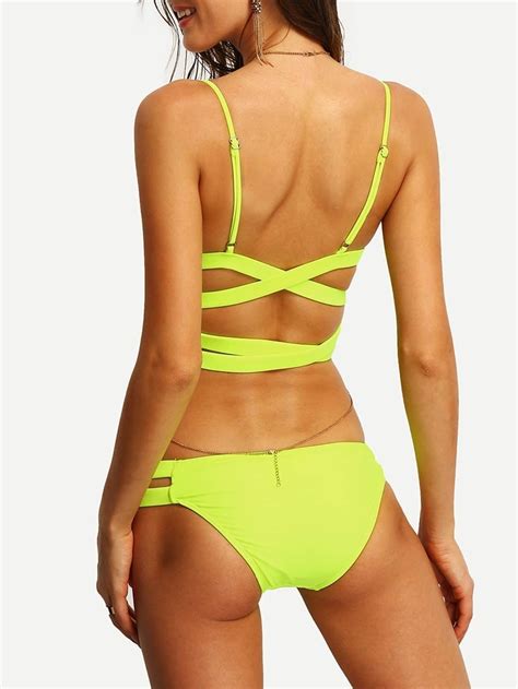 Cutout Crisscross Bikini Set Shein Sheinside