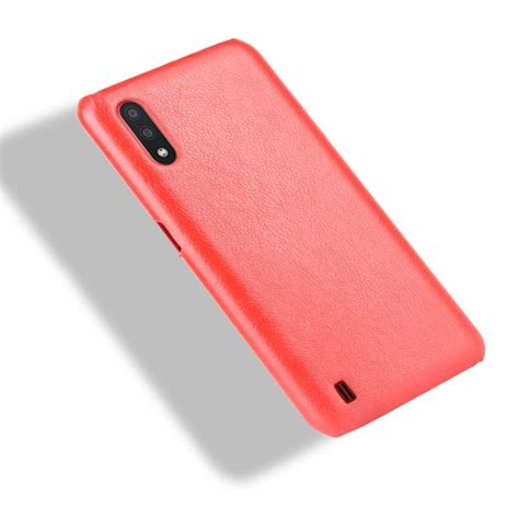 For Samsung Galaxy M01 Shockproof Litchi Texture PC PU Case Red