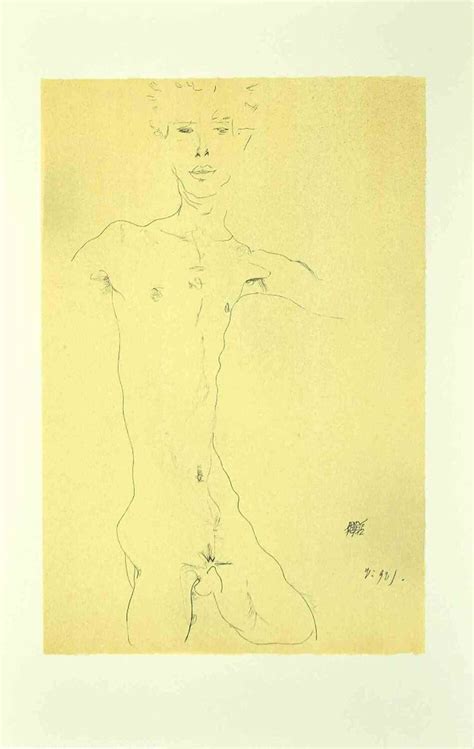 Standing Male Nude By Egon Schiele Print Lithography Singulart
