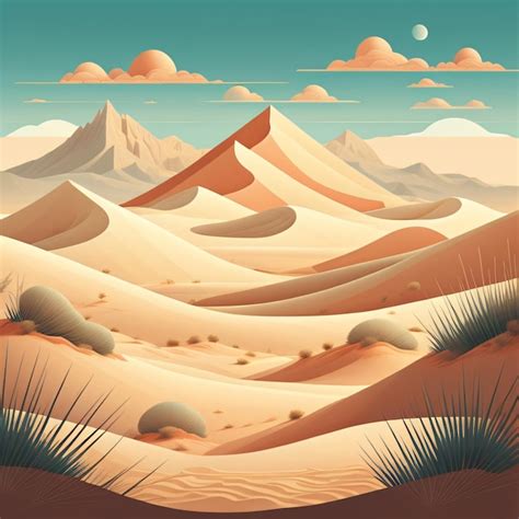 Una Ilustración De Dibujos Animados De Un Paisaje Desértico Con Montañas Y Desierto En El Fondo