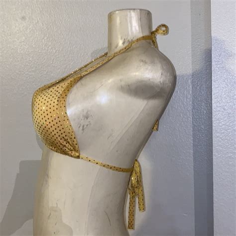 Daisy Beachwear Swim Nwot Daisy Beachwear Gold Foil Dot Pucker Back String Bikini Poshmark