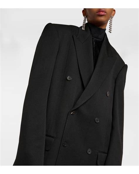 Balenciaga Deconstructed Double Breasted Wool Coat In Black Lyst