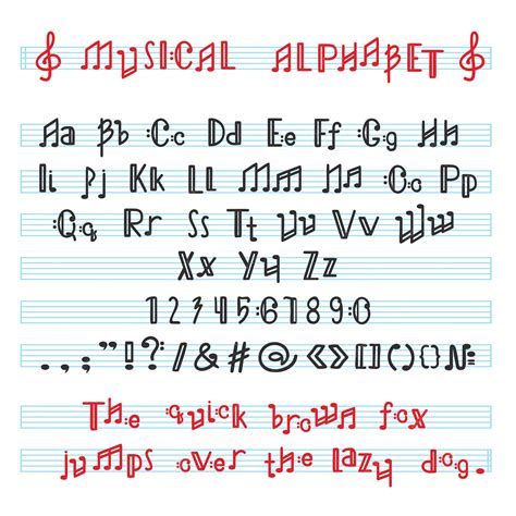 Alfabeto Abc Fuente Alfabética Musical Con Letras De Nota Musical De Tipografía Alfabética