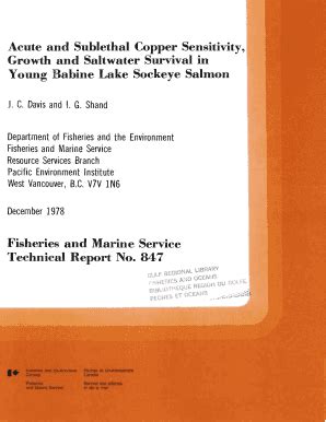 Fillable Online Dfo Mpo Gc Acute And Sublethal Copper Sensitivity