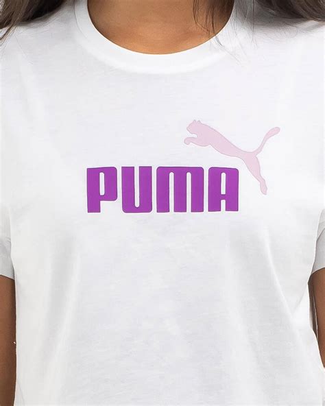 Shop Puma Girls Logo Cropped T Shirt In White Print Fast Shipping And Easy Returns City Beach