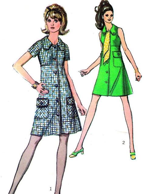 1960s Dress Pattern Simplicity 8605 Empire Waist Mod Dress Etsy Simplicity Patterns Dresses