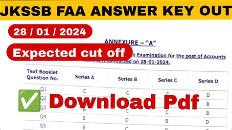 Jkssb Faa Answer Key Out Jkssb Finance Account Assistant