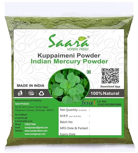 Buy Saara Herbal Fresh Kuppaimeni Powder Acalypha Indica Powder