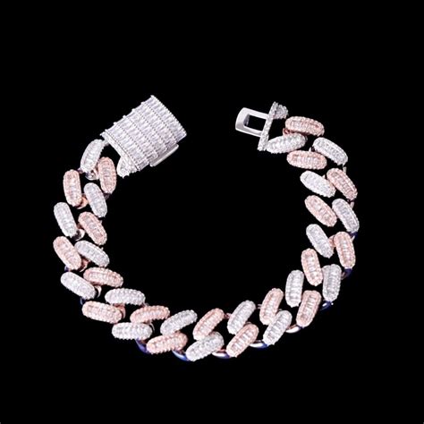 Iced Out 15mm Iced Out Chains Link Bracelet For Men Micro Pave Prong