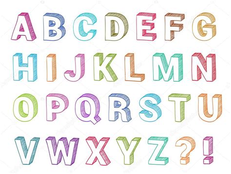 Alphabet Set D Form Hand Drawn Vector Sketch Font For School A Stock