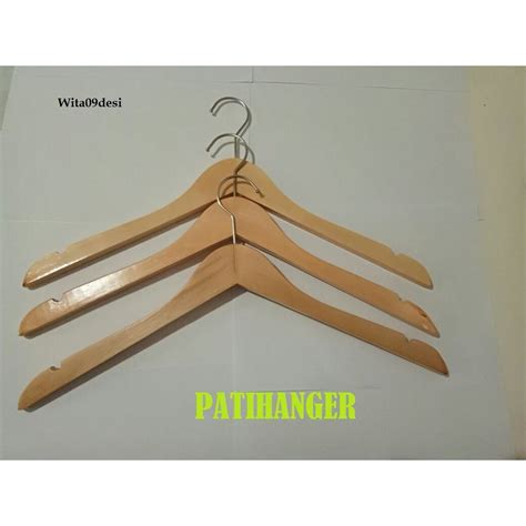 Jual Hanger Kayu Natural Dewasa Gantungan Baju Kayu Natural Shopee