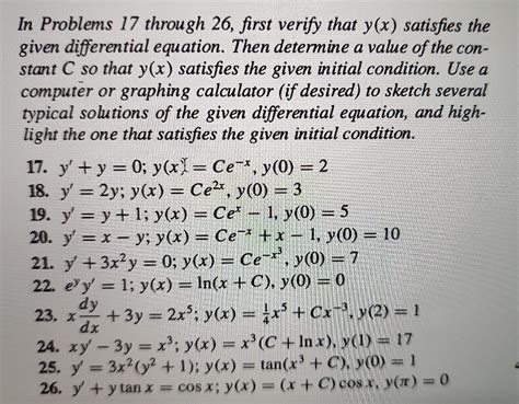 Solved In Problems 17 Through 26 First Verify That Y X Chegg