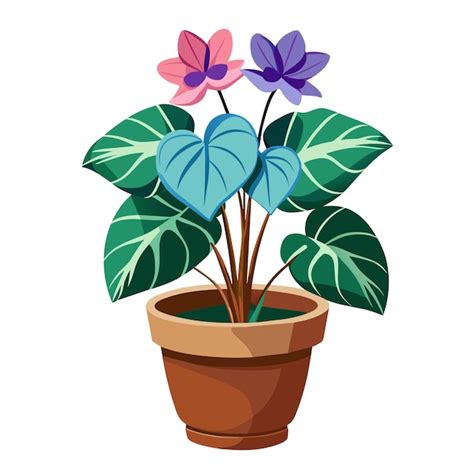 Premium Vector Flowers In Pot Houseplant Vector Illustration