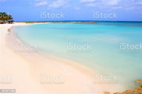 Palapas And Idyllic Palm Beach Tropical Beach Sunny Turquoise Blue