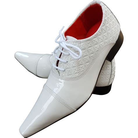 Sapato Masculino Italiano Em Couro Branco Verniz Ref No Shoptime