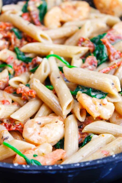 Penne Pasta With Cheesy Shrimp And Spinach Recipe Cart