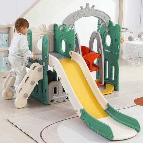 Toboggan Et Grimpeur Pour Enfants 6 En 1 150x157x120 Cm Vert