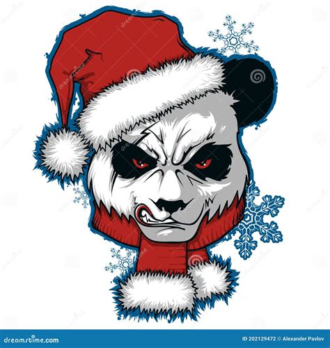 The Christmas Poster With The Image Panda Portrait In Santa S Hat Stock