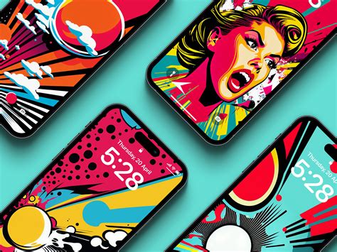 Set Of 4 X Pop Art IPhone Wallpapers IPhone Background Image Pop Art