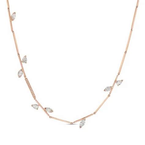 Kesardeep Impex Necklace Trending Design Rose Gold Plated Silver CZ