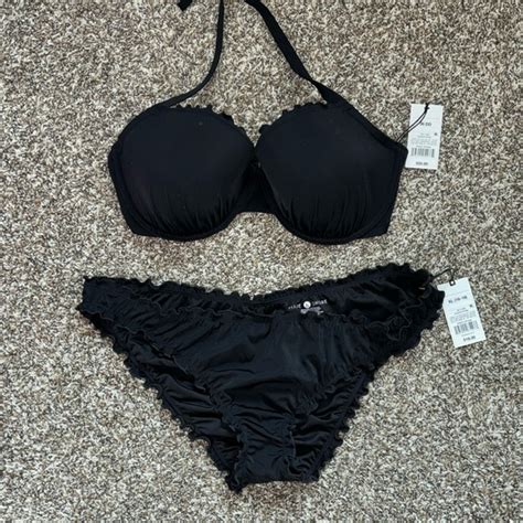 Shade Shore Swim Nwt Shade Shore Black Ruffle Ruched Butt Bikini