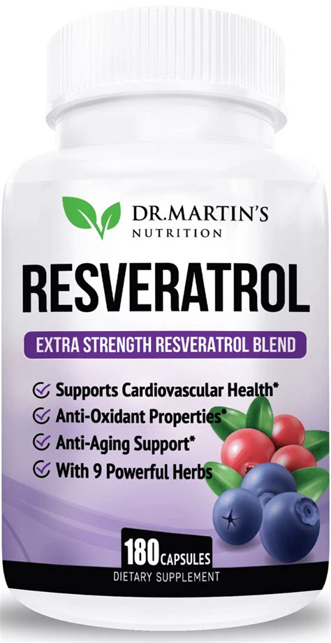 180ct Resveratrol 1568mg Dr Martin S Nutrition Antioxidant And Anti Aging Capsules Immune