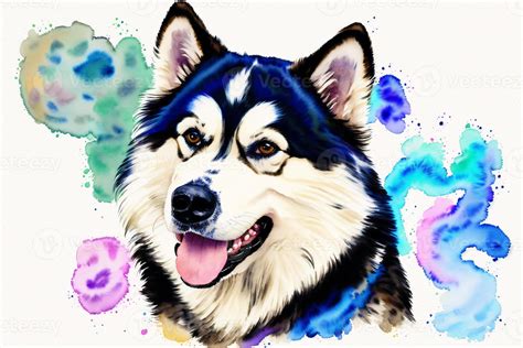 Watercolor painting of the Majestic Siberian Husky. A True Arctic Beauty with Energetic Spirit
