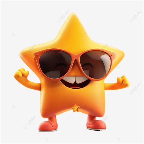 Cheerful Cartoon Character With Star Shaped Head And Sunglasses